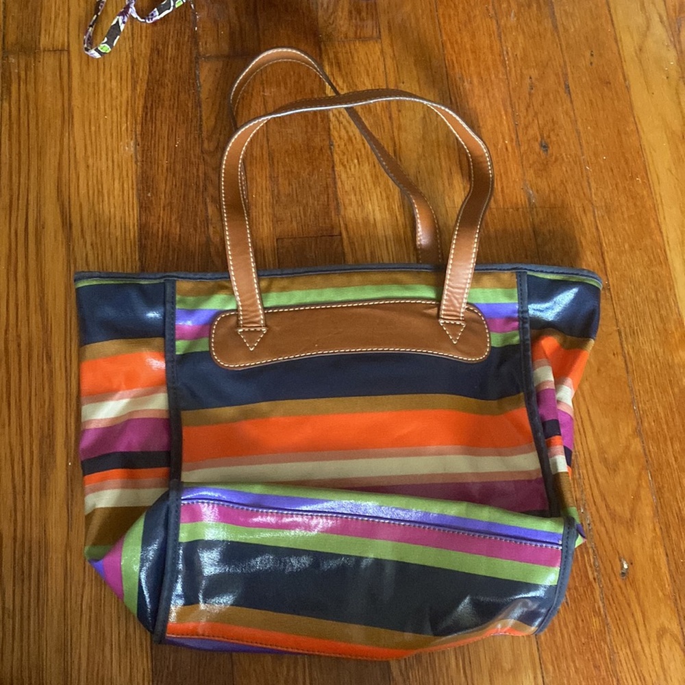 Fossil Coated Lined Canvas Multicolored Striped T… - image 3